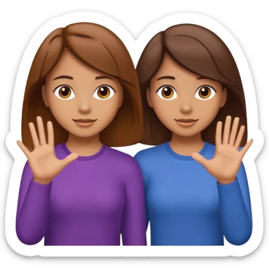 Two girls saying six seven one with brown hair. And doing hand movements  sticker