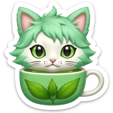 Toony Chibi Kawaii Minty Leaf Juicy Feline Fluffy Tea Sprigatito-Fakémon-creature sticker