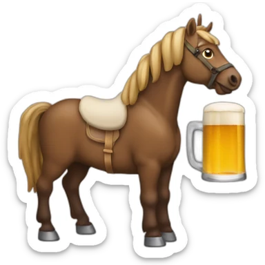 Cheval qui bois un bierre sticker