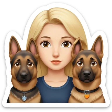 Blonde girl with two German shepherds sticker