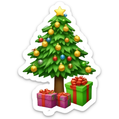 christmas tree with presents sticker