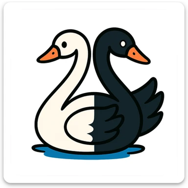 half white and half black swan, vibrant toon style sticker