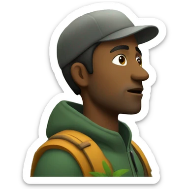 Man observing forest sticker