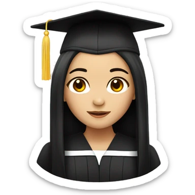 asian graduation girl with long black hair sticker