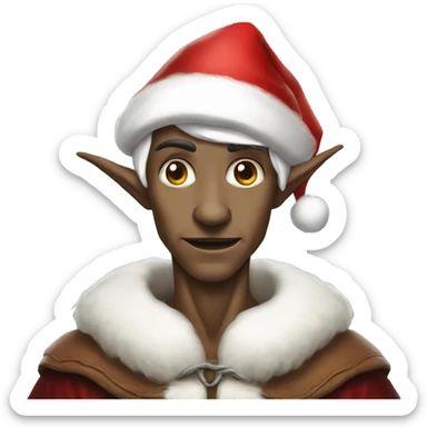 rogue male elf fantasy wearing santa hat sticker