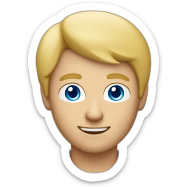 a blond man with blue eyes making a pizza sticker