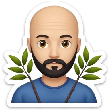 A bald man with a bush black beard sticker
