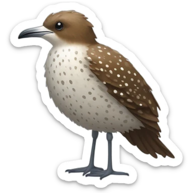 fluffy brown speckled sea bird with white spots and long legs sticker