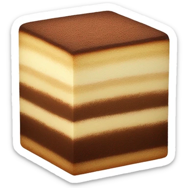 a perfectly cube tiramisu, with only cocoa dusting on top, not on a plate.  sticker