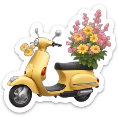 Cat on a scooter With Flowers sticker