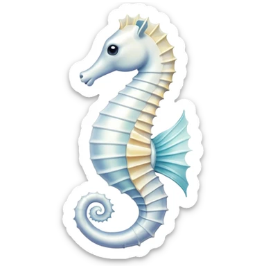 A white seahorse with delicate fins, elegant and graceful sticker