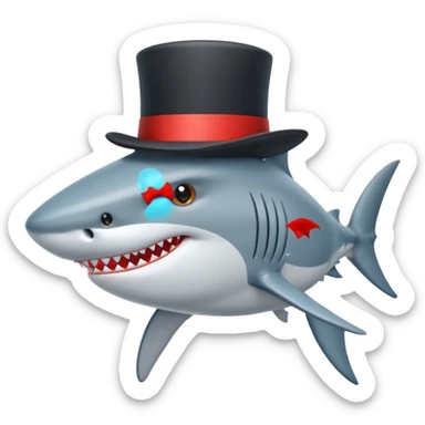 Shark with a top hat sticker