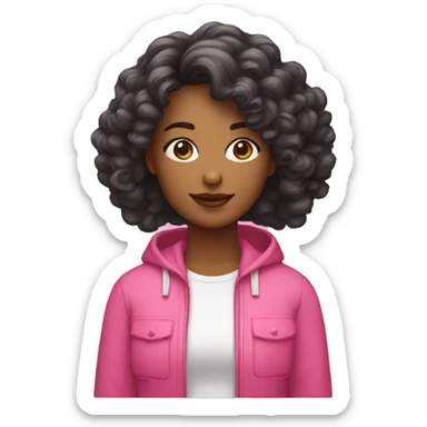 Mulher branca com cabelo curto solto e roupa rosa sticker