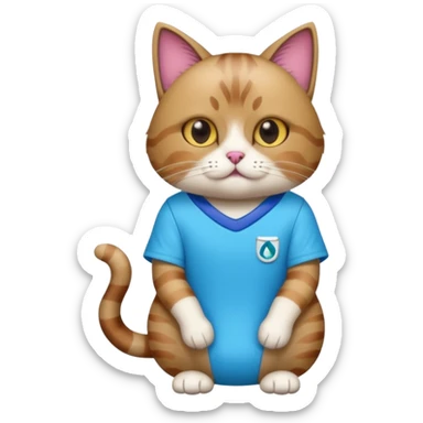 Weird cat wearing skibidi toilet shirt sticker