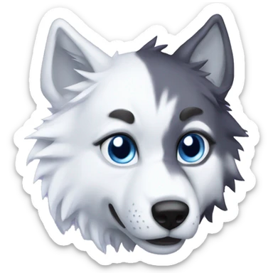 make me a blue and whit and purple wolf snow sticker