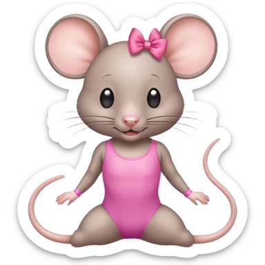 rat with a pink bow wearing a gymnastics leotard sticker