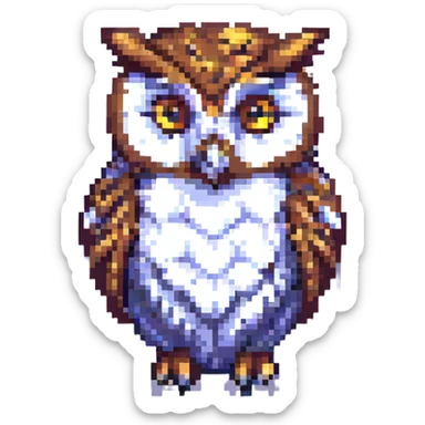 an owl, pixel art style sticker