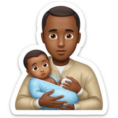 Sean “Diddy” Combs with baby oil and a very small infant sticker
