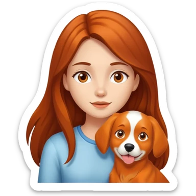 girl with long hair orange dog sticker