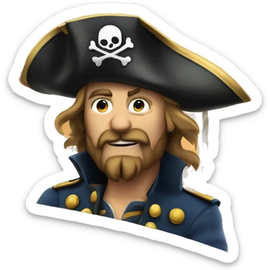 Pirate on top of a ship looking true a binocle sticker