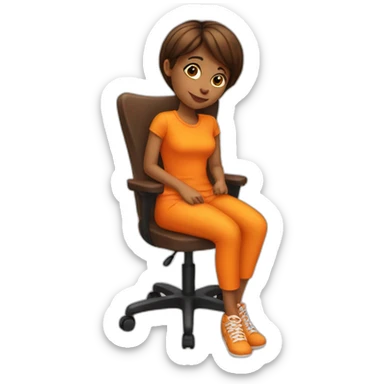 Girl in orange sit on a chair  sticker