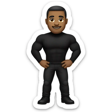 muscle black turtleneck shirt and black pants waist and black shoes sticker