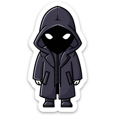 Squid Game Front Man with black geometric mask and black coat sticker