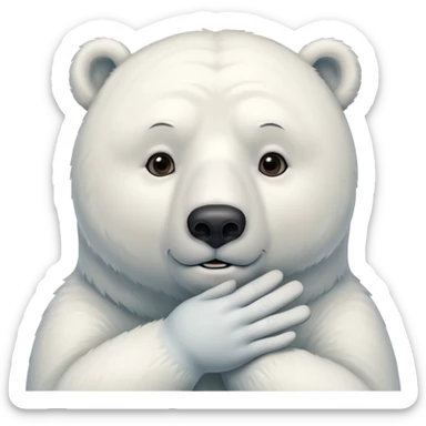 polar bear hald body, hand on chin, wow suprise, half body sticker