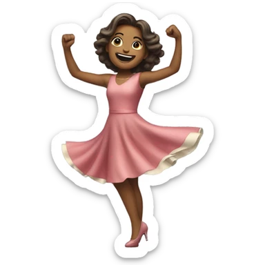 An emoji of a girl in a stylish dress dancing gracefully, with one arm raised and a joyful expression on her face sticker