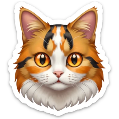 full body anxious looking colourful light calico tabby cat with hazel eyes sticker