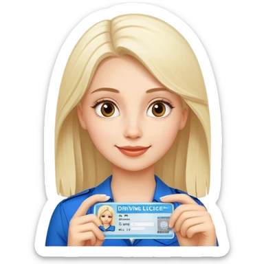 White blond girl from Russia passed exam and received driving license in UAE sticker