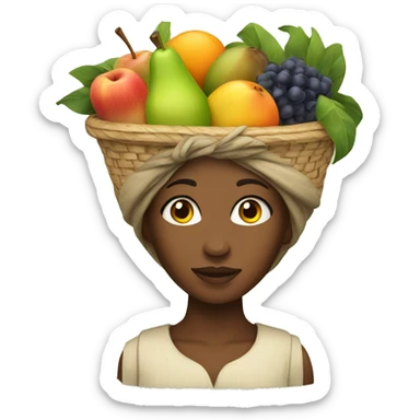An African woman with a basket of fruits on her head sticker