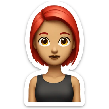 Chica con pelo rojo y lacio, cara  sticker