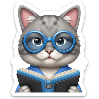 funny cat with planner with blue goggles sticker