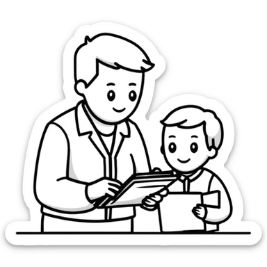 professional mentor with clipboard helping someone sticker