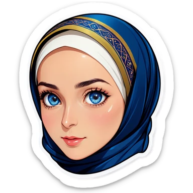 Turkish beautiful finish Konya girl blue eyes with hijab and cultured dress sticker