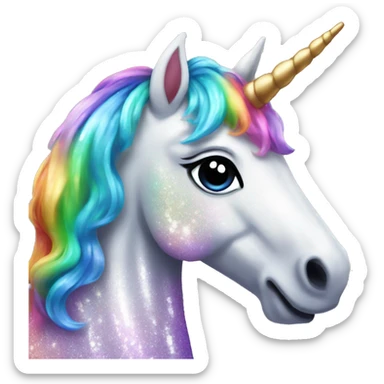 Glittery rainbow-maned unicorn  sticker