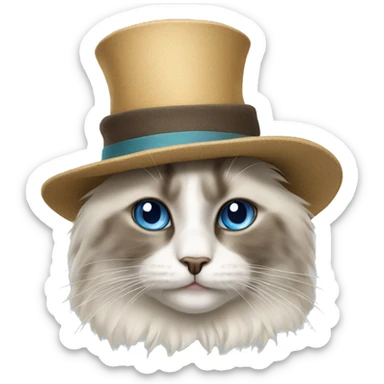 ragdoll cat with a hat sticker