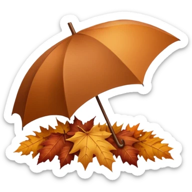 Brown Cozy umbrella autumn sticker
