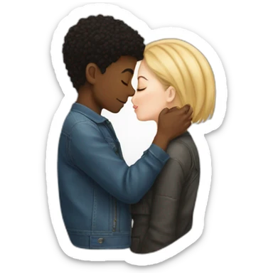 Black Boy with srk haircut smooching a white girl sticker