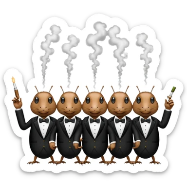 Friendly happy tuxedo family of smoking roaches sticker