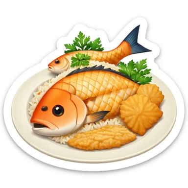 Rice and fish fillet sticker