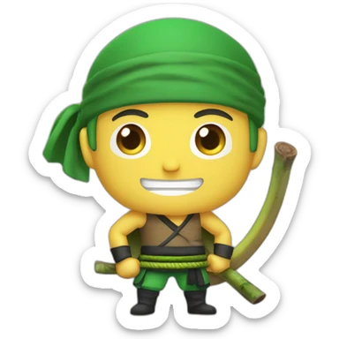 Zoro avec une peau de banane sur la tête sticker