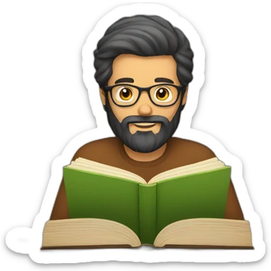 A man with beard and reading books sticker
