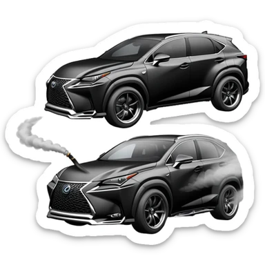 black lexus Nx doing a drift with smoke sticker