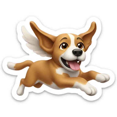 Dog flying in air sticker