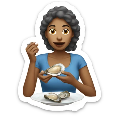 Woman eating an oyster sticker