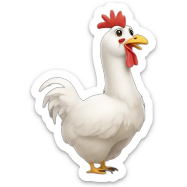 Une poule sur un lama sticker