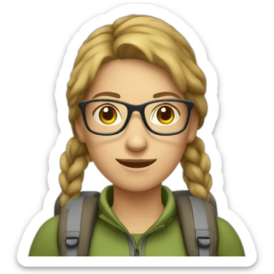 caucasian female hiker with glasses sticker