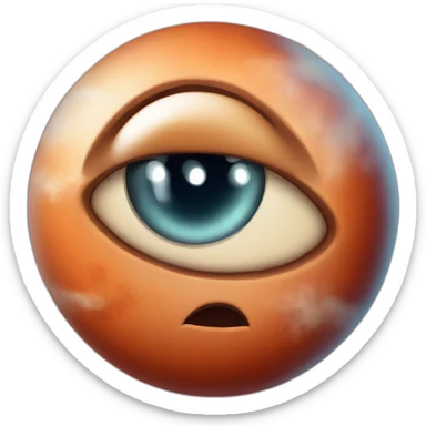 planet Mars with a cartoon confident face with big beautiful eyes sticker